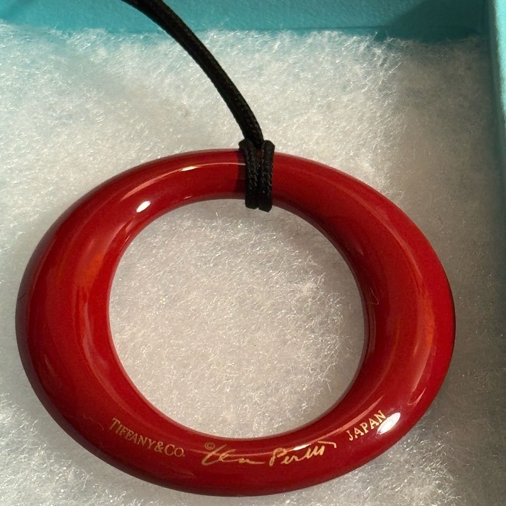 Tiffany & Co. Elsa Peretti Red Lacquer Sevillana Silk Cord 16" Necklace